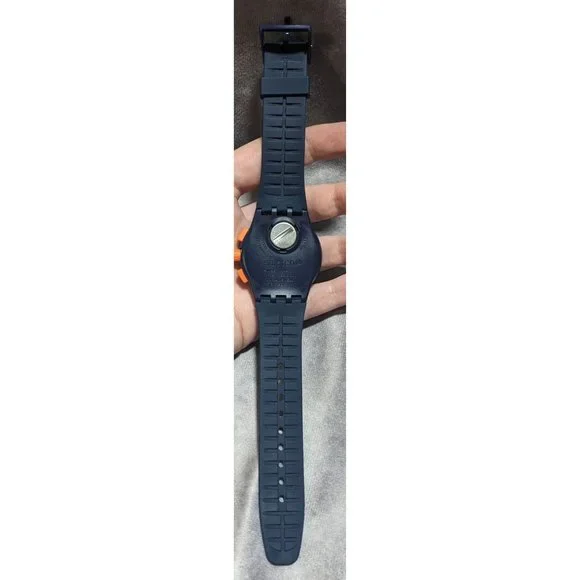 Navy And Orange Swatch Watch - Picture 4 of 5